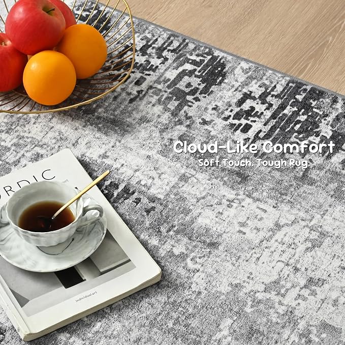 3x12 Grey Rug Runners for Hallways Kitchen Runner Rug Non Slip Washable Black - Image 5