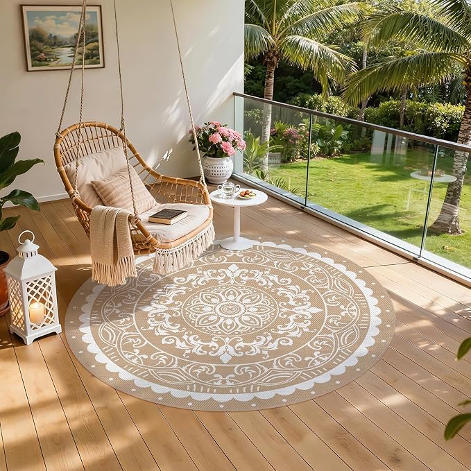 Pauwer Waterproof Outdoor Rug 8ft, Reversible Plastic Straw Patio Camping Rug - Image 6