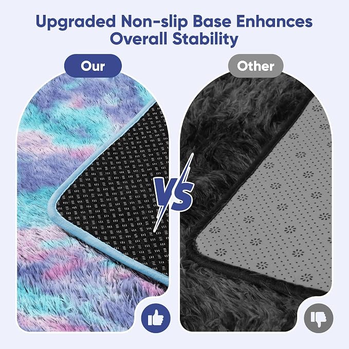 Rainbow Fluffy Rugs for Girls Bedroom: 5x7 Large Shag High Pile Area Rug - Image 6