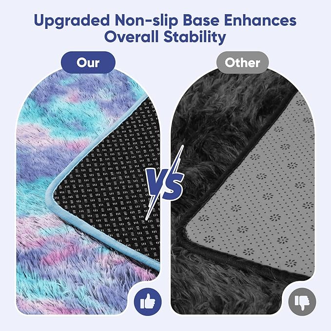 Rainbow Fluffy Rugs for Girls Bedroom: 4x6 Large Shag High Pile Area Rug - Image 6