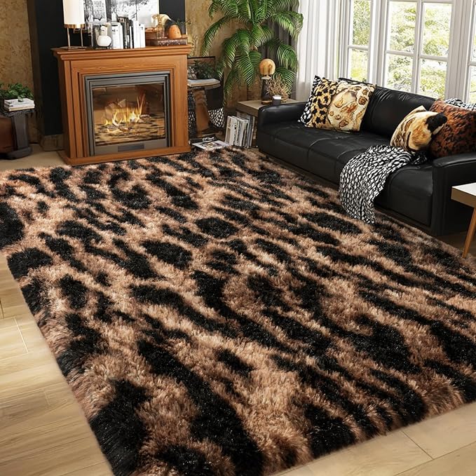 qulint Leopard Rug for Bedroom, 4x6 Fluffy Cheetah Rug for Living Room - Image 9