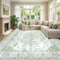 RELEANY Area Rugs Large 10'x14' Washable Non-Slip, Floral Vintage Distress by RELEANY