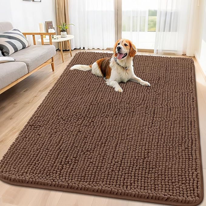 Smiry Dog Door Mat for Muddy Paws 71x46, Absorbent Dirt Trapper, Non-Slip by Smiry