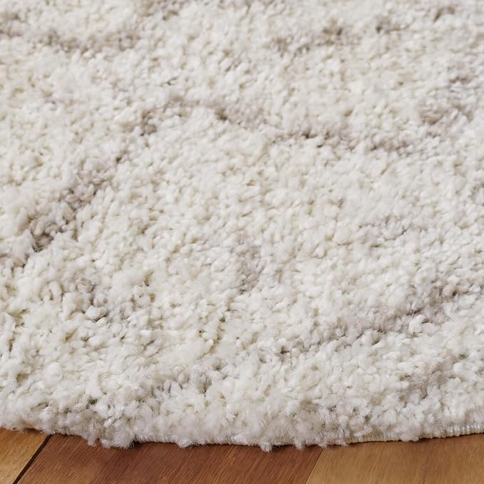 SAFAVIEH Arizona Shag Collection 5'1" Round Ivory/Beige ASG741A Moroccan - Image 7