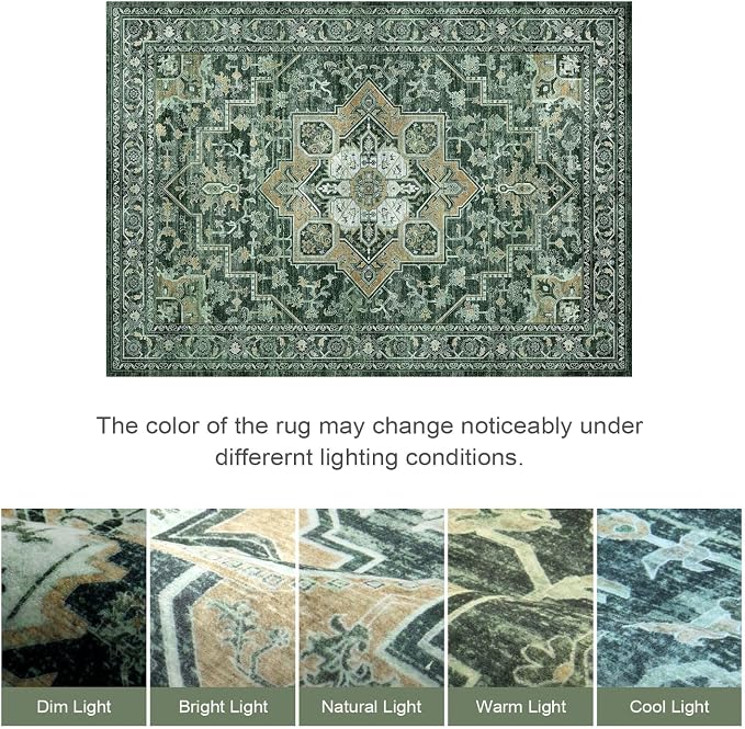 Lofus 5x7 Washable Rugs Non-Slip, Vintage Floral Area Rug - Image 7