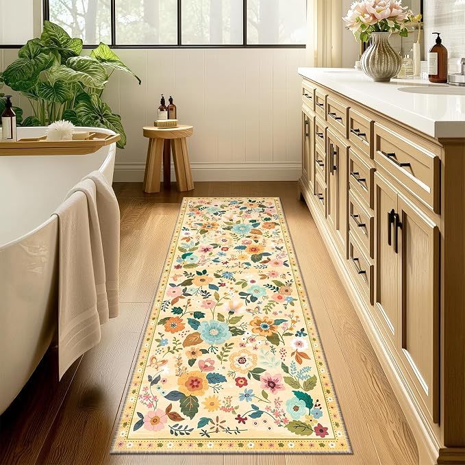 RELEANY Floral 2x10 Area Rugs Washable Print Boho Cute Carpet Non Slip Flower - Image 9