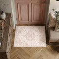 2x3 Washable Neutral Area Rug Pink Vintage Entryway Kitchen Carpet Non-Slip by WondRg