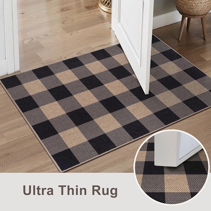 Tangsoo Checkered Easy Jute Rug, 2x3 Washable Ultra Thin Rug - Image 5