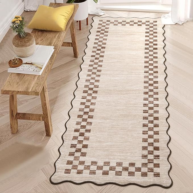GarveeHome Hallway Runner Rug 2x6 Non Slip Scalloped Washable Rug by GarveeHome