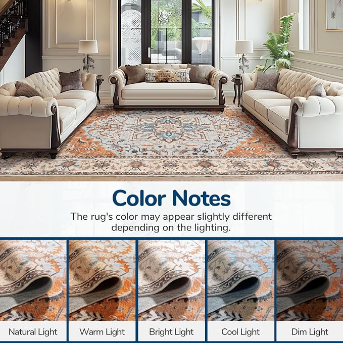 Lessymo 8 x 10 Area Rugs for Living Room, Machine Washable Area Rugs Boho Faux - Image 9