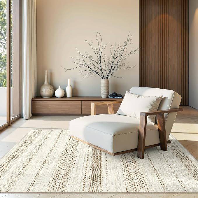 Miukiki 4x6 Area Rug for Living Room Moroccan Washable Rugs Non Slip Indoor by Miukiki