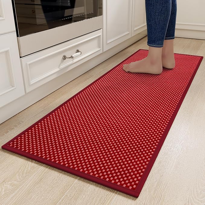 YDKGL Kitchen Rugs Non Slip Washable, Rubber Backing Soft Chenille Braided by YDKGL