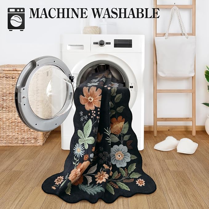 Lahome Floral Washable Rugs 8x10, Soft Ultra-Thin 8x10 Rugs - Image 4