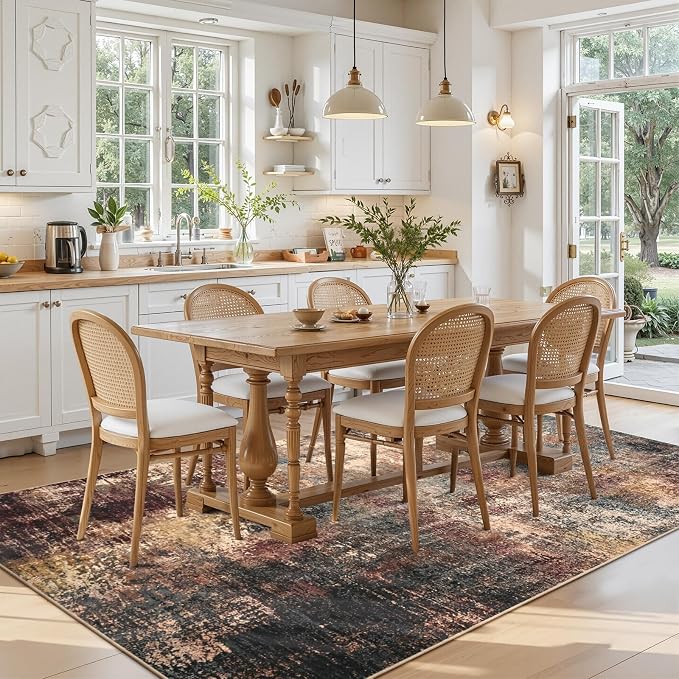 Toneed Abstract Area Rug Modern Washable Rug Soft Non Slip Rug Low Pile - Image 3