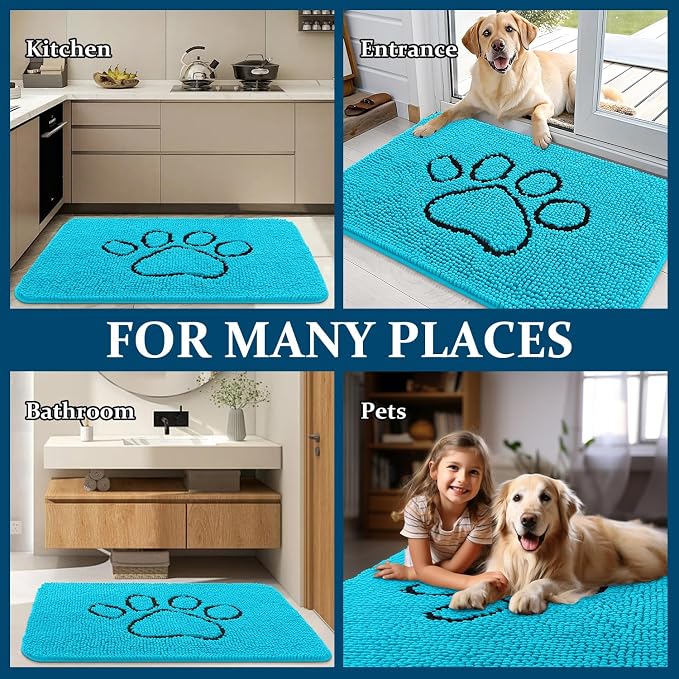OLANLY Dog Door Mat for Muddy Paws 48x30, Paw Print Design, Absorbs Moisture - Image 8