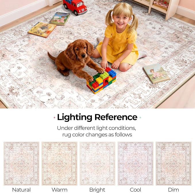 CAPALOCA Machine Washable Rugs Nursery Rug 2x6 Cute Girl Non Slip Low Pile - Image 5