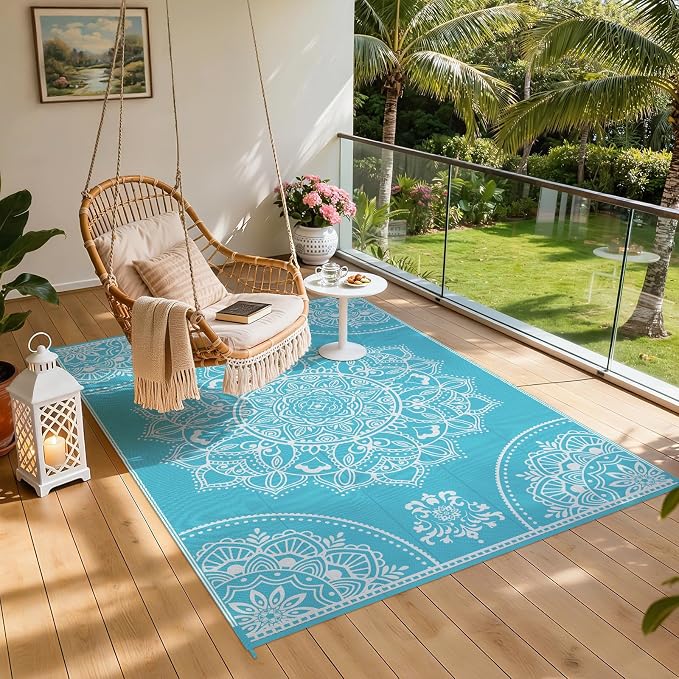 Pauwer Waterproof Outdoor Rug 6x9, Reversible Plastic Straw Patio Camping Rug - Image 6