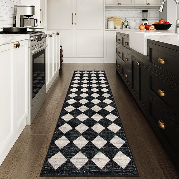 Lahome Zelie Checkered Washable Rug Runners by Lahome