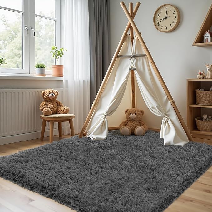 4x6 Area Rug for Living Room, Ultra Soft Fluffy Shag Rugs for Bedroom, Non-Slip - Image 3