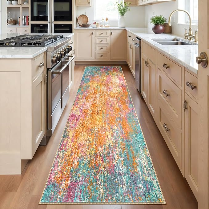 RELEANY Washable Area Rugs 2'x6' Non-Slip Modern Abstract Soft by RELEANY