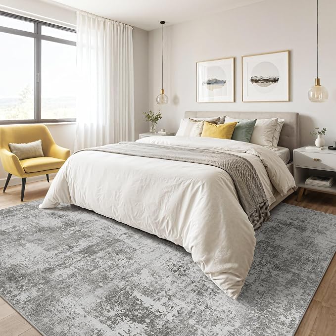 8x10 Area Rugs Living Room: Washable Large Abstract Neutral Modern Soft Rugs - Image 4