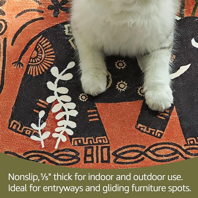 jinchan 2x3 Cute Area Rug Kids Washable Fun Rug Terracotta Boho Jungle Small - Image 4