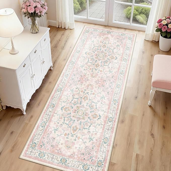 CAPALOCA Machine Washable Rugs Nursery Rug 2x6 Cute Girl Non Slip Low Pile - Image 2
