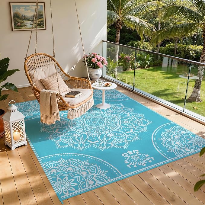 Pauwer Waterproof Outdoor Rug 8x10, Reversible Plastic Straw Patio Camping Rug - Image 6