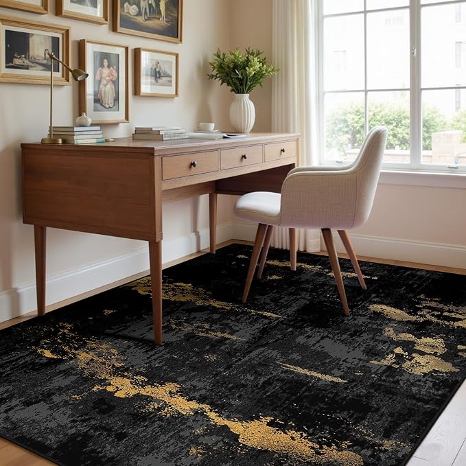RELEANY Washable Area Rugs 4x5 Non-Slip Modern Abstract Soft - Image 2