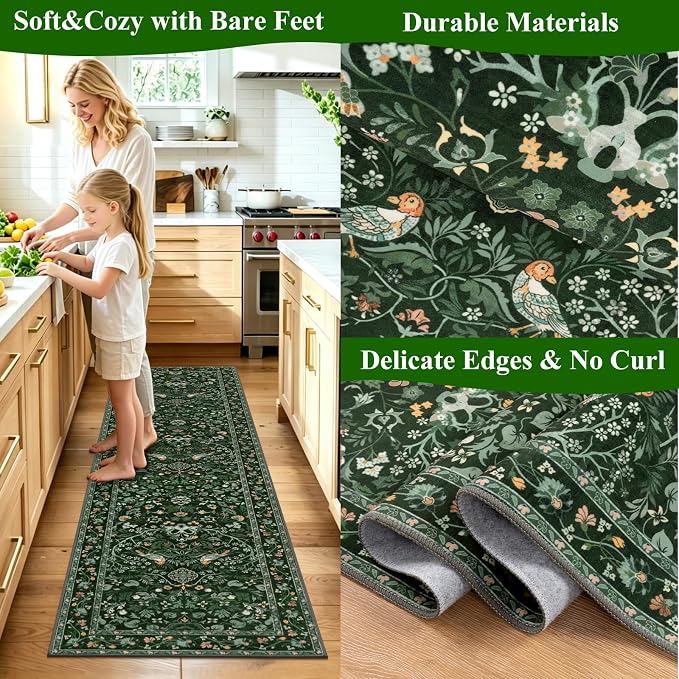 HEBE Washable Hallway Runner Rug 2'x 6' Non Slip Kitchen Rugs Runner, Low Pile - Image 5