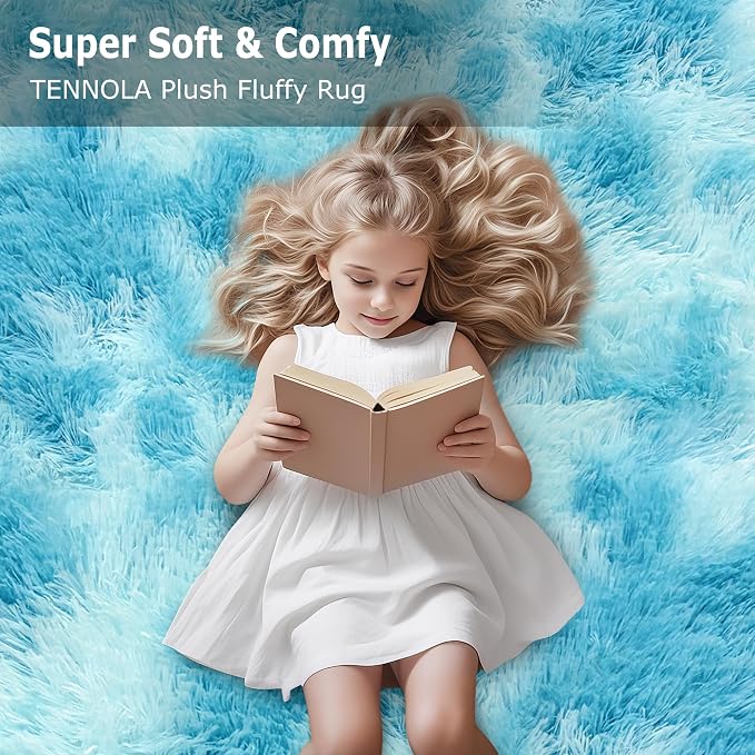 Light Blue Fluffy Rug for Bedroom Living Room, 2x8 ft Soft Sky Blue Bedroom - Image 9