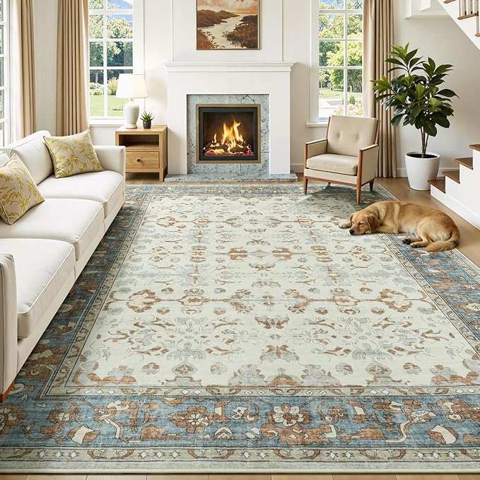 Lessymo Washable Area Rug for Living Room, 8x10 Large Rugs by Lessymo