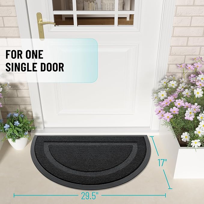 OLANLY Half Circle Door Mat Indoor Outdoor Entrance Welcome, Waterproof - Image 2