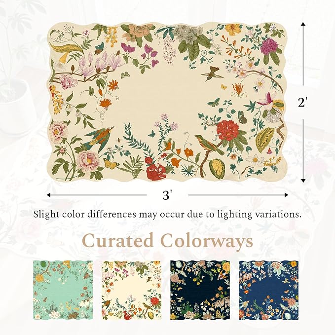 Rugflix Scalloped Floral Rug for Entryway, 2x3 Washable Non-Slip Kitchen Area - Image 2