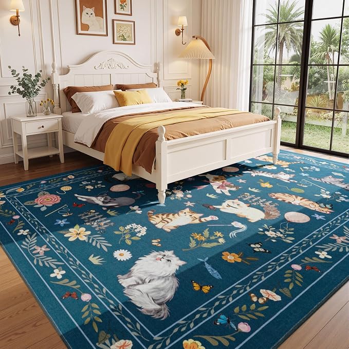 Unirea 6x9 Dark Blue Cat Area Rug - Image 9