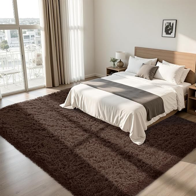 8x10 Area Rug for Living Room:Ultra Soft Fluffy Shag Brown Rugs, Large Fuzzy - Image 3
