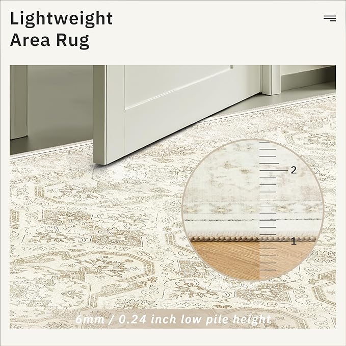 Soalmost 9x12 Area Rugs for Living Room, Non Slip Machine Washable Vintage Rugs - Image 7