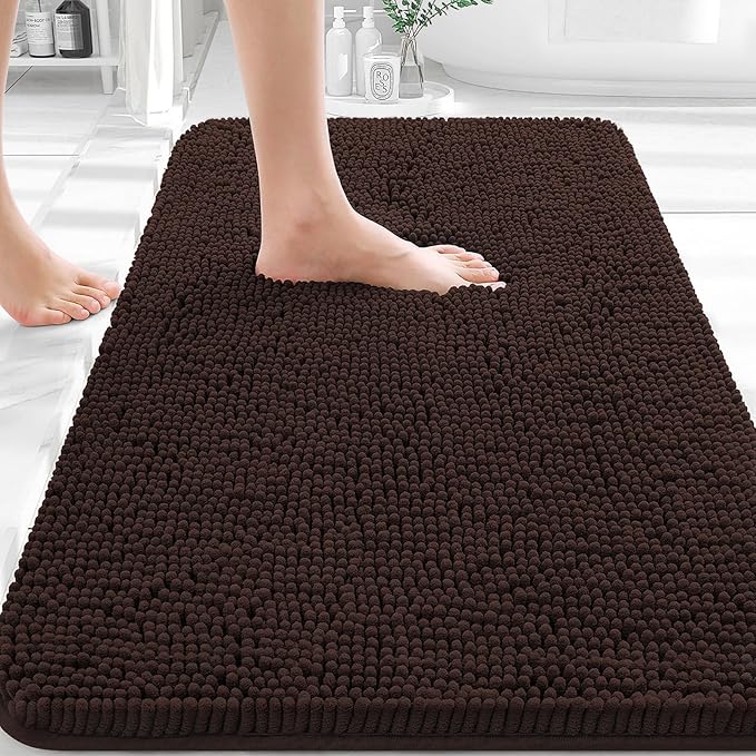 OLANLY Bathroom Rugs 32x20, Extra Soft Absorbent Chenille Bath Rugs, Rubber by OLANLY