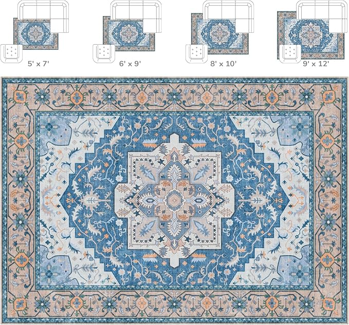Lessymo 5x7 Area Rugs- Machine Washable Area Rugs, Super Soft Faux-Wool Area Rug - Image 2