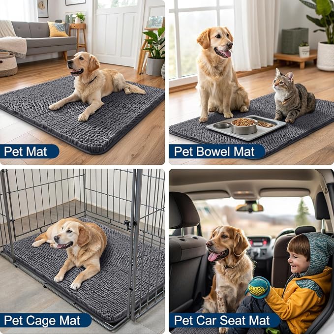 Smiry Dog Door Mat for Muddy Paws 59x20, Absorbent Dirt Trapper, Non-Slip - Image 6