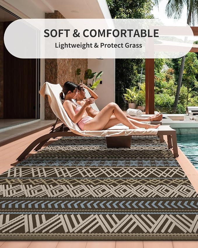 MontVoo Outdoor Rug Carpet Waterproof-Patio Rug Mat 8x10 Reversible RV Outdoor - Image 8