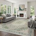 DCX Green 6x9 Area Rug, Machine Washable Non Slip Stain Resistant Vintage Rug by DCXWashableRug