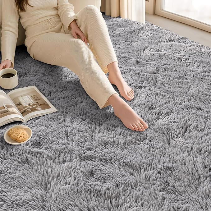 Zentavio Area Rugs for Living Room Grey Rugs for Bedroom 4x6 Carpet Fluffy - Image 5