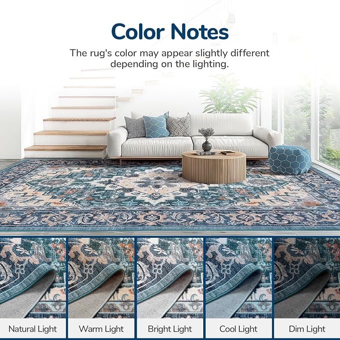 Lessymo Area Rug 6x9, Machine Washable Area Rugs, Super Soft Faux-Wool Area Rugs - Image 9