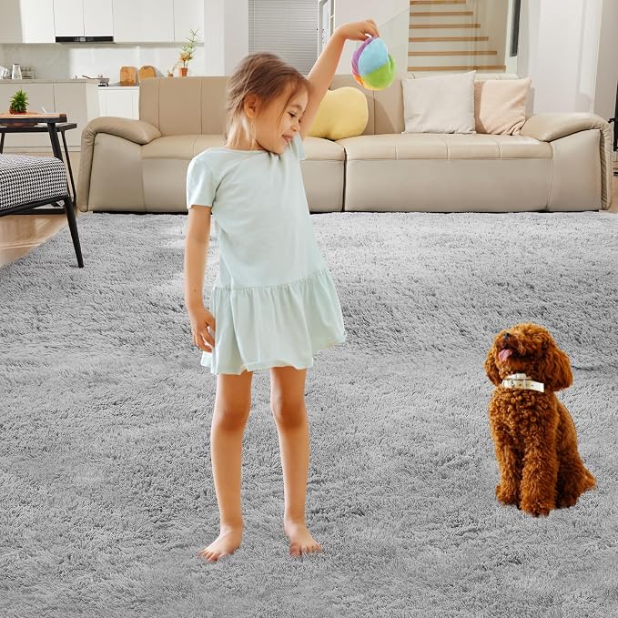 Ultra Soft Rug for Living Room, 5X8 Fluffy Shag Area Rug for Bedroom, Modern - Image 8