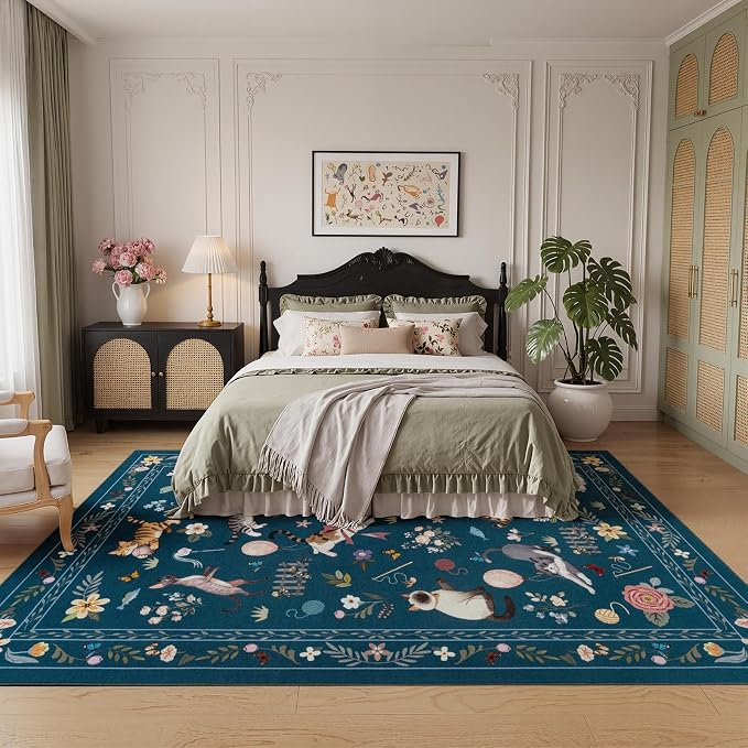Unirea 5x7 Dark Blue Cat Area Rug - Image 3