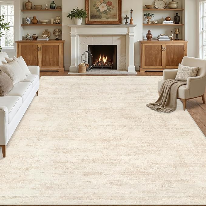 10x12 Area Rug for Living Room: Vintage Boho Neutral Washable Rug Indoor Soft - Image 8