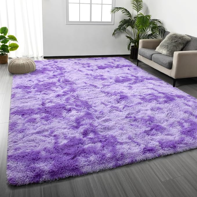 Deerhoo Large Shag Area Rugs 5 x 8, Tie-Dyed Plush Fuzzy Rugs by Deerhoo