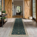 Dark Green Washable 2'6"x10' Long Runner Rugs by HazoHaus