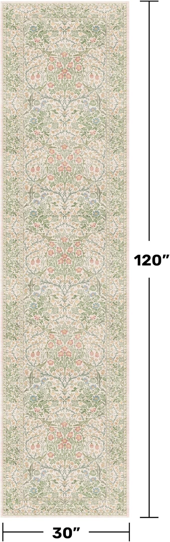 Beige Green 2'6" x 10' Runners for Wide Hallways Non Slip, Extra Long 10ft - Image 2